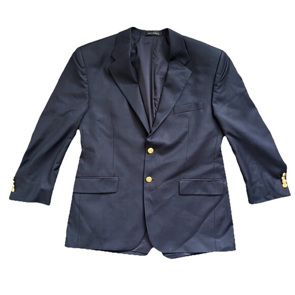 Ralph Lauren Navy Blazer Sport Coat Gold Buttons Navy 100% Wool Sz 42R Preppy - Picture 1 of 9